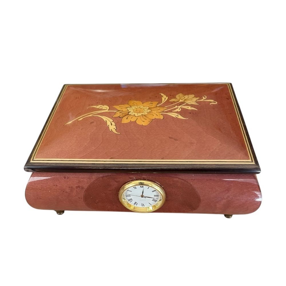 The San Francisco Music Box Company Vintage Italian Music Box with Clock